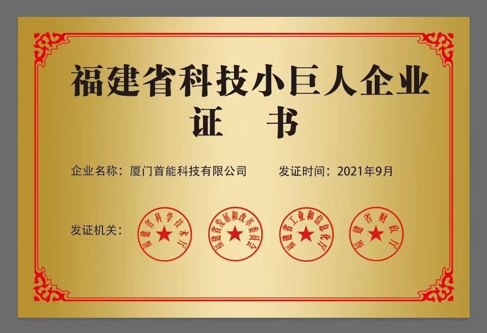 2021年通過福建省“科技小巨人企業”認定